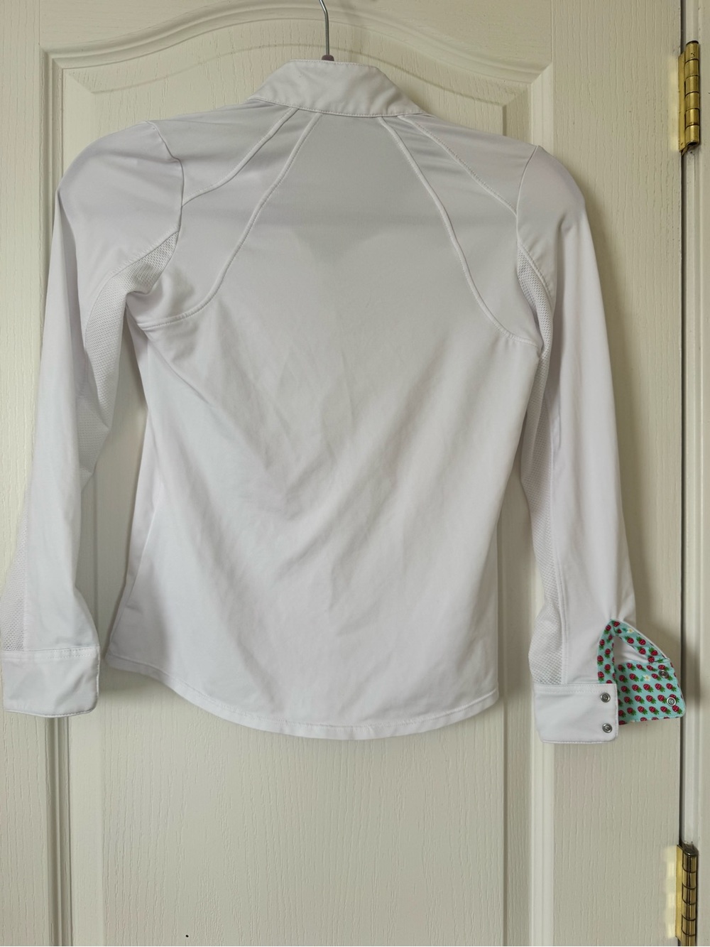 RJ Classics Maddie Jr Horse Show Shirt Girls Medium 8-10 White Strawberry Trim - Picture 7 of 7